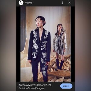 Antonio Marras navy blazer floral appliqué size 38 S $1690